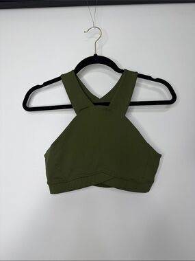 Fabletics Demi Lovato Olive Green Crossback Sports Bra Size Small